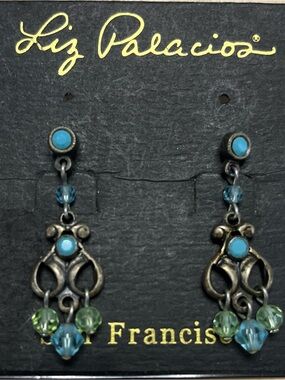 Liz Palacios Blue Turquoise & Aqua Dangle Earrings